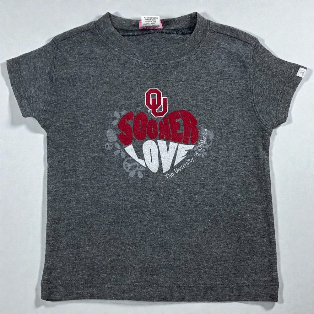 Oklahoma Sooners OU Youth Girls T Shirt Size XS Dark Gray Love Collegiate ‎ New